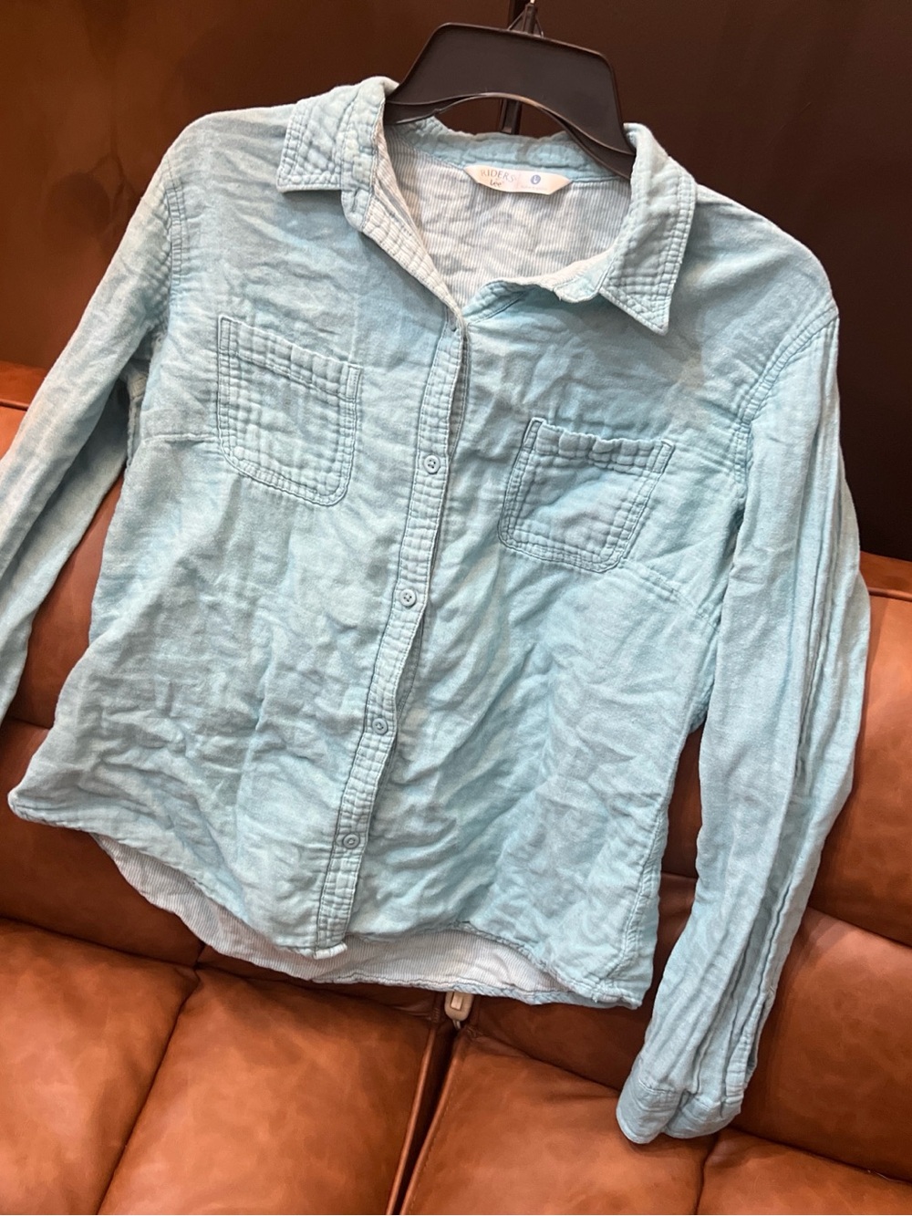 Riders by Lee Light Blue Striped Button-Up Shirt